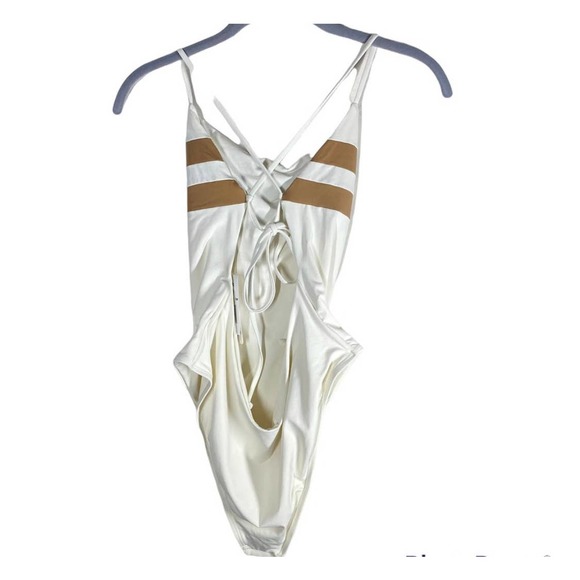 L Space High Impact One Piece Bitsy Cut Swimsuit Cream Tan Sz 12 XL NWT - Picture 4 of 12